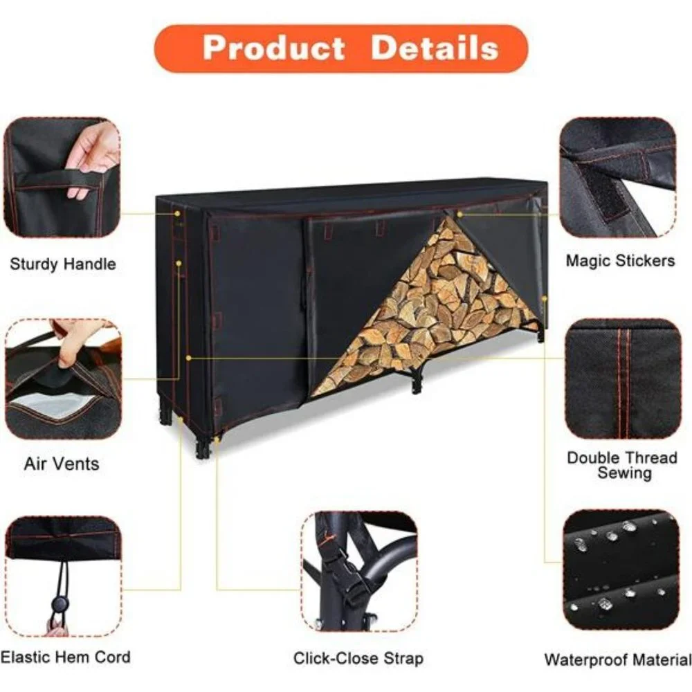 8ft Firewood Log Rack Cover, 600D Oxford Heavy Duty Waterproof Protection Cover